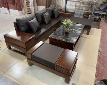 Mẫu sofa gỗ góc L chân quỳ đẳng cấp từ gỗ sồi Nga mà bạn không nên bỏ qua SF107